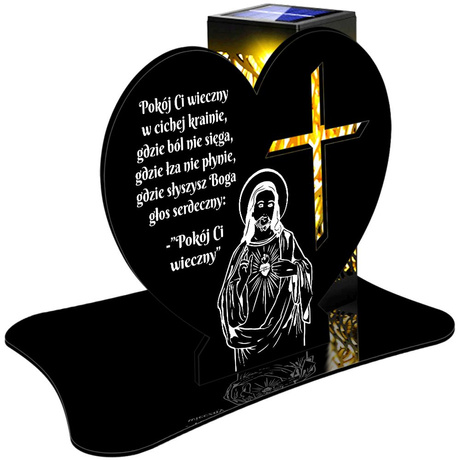 ZNICZ SOLARNY LED WIECZNY PODSTAWKA NA CMENTARZ GRÓB lampka Serce 3D