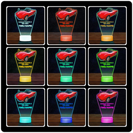 LAMPKA NOCNA LED 3D AUTO Chevrolet Corvette C1 prezent dla dziecka URODZINY statuetka + pilot