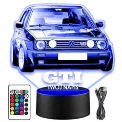 LAMPKA NOCNA LED VOLKSWAGEN GOLF AUTO 3D + PILOT prezent URODZINY statuetka
