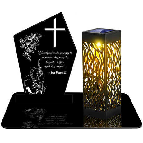 ZNICZ SOLARNY LED WIECZNY PODSTAWKA NA CMENTARZ GRÓB lampka Krzyż 3D