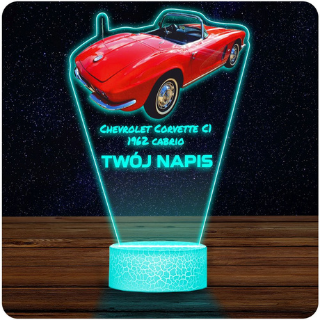 LAMPKA NOCNA LED 3D AUTO Chevrolet Corvette C1 prezent dla dziecka URODZINY statuetka + pilot
