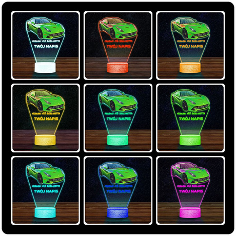 LAMPKA NOCNA LED 3D AUTO FERRARI F12 prezent dla dziecka URODZINY statuetka + pilot