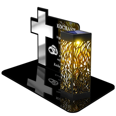 ZNICZ SOLARNY LED WIECZNY PODSTAWKA NA CMENTARZ GRÓB lampka Krzyż 3D DLA MĘŻA