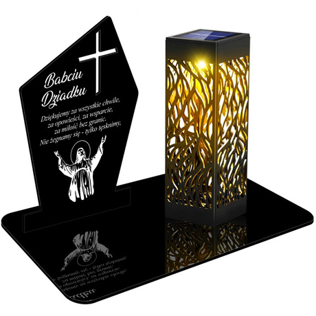 ZNICZ SOLARNY LED WIECZNY PODSTAWKA NA CMENTARZ GRÓB lampka Krzyż 3D dla Dziadków