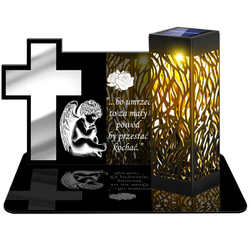 ZNICZ SOLARNY LED WIECZNY PODSTAWKA NA CMENTARZ GRÓB lampka Krzyż 3D