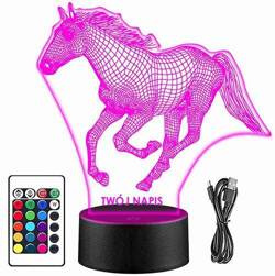 LAMPKA NOCNA KOŃ KONIK JEŹDZIECTWO 3D LED + PILOT na prezent URODZINY