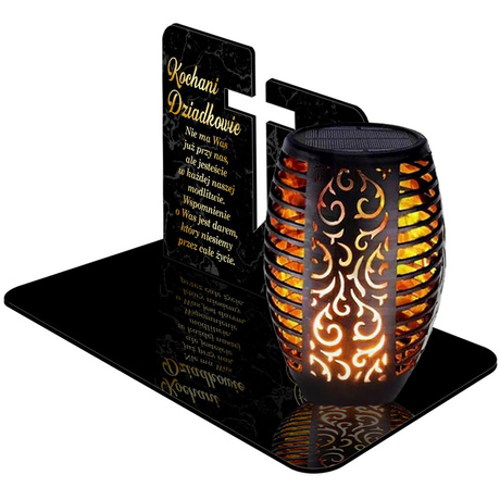 ZNICZ SOLARNY LED WIECZNY PODSTAWKA NA CMENTARZ GRÓB Aniołek EFEKT PŁOMIENIA DLA DZIADKÓW