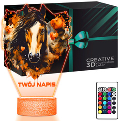 LAMPKA NOCNA LED 3D z imieniem KOŃ KONIK ZWIĘRZĘ prezent dla dziecka URODZINY statuetka + pilot