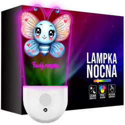 Lampka Nocna LED dla Dziecka MOTYL POCZWARKA kontaktu gniazdka CZUJNIK