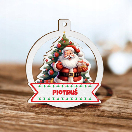 BOMBKA na CHOINKĘ z Personalizacją Ozdoba CHOINKOWA Mikołaj ŚWIĘTA prezent