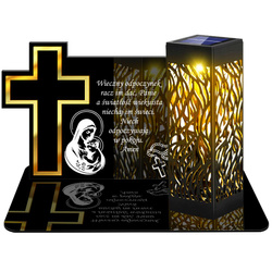 ZNICZ SOLARNY LED WIECZNY PODSTAWKA NA CMENTARZ GRÓB lampka Krzyż 3D
