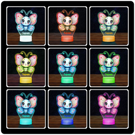 LAMPKA NOCNA LED 3D MOTYL POCZWARKA prezent dziecka URODZINY statuetka