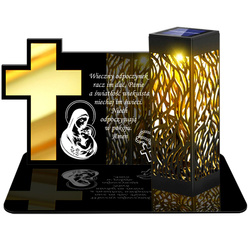 ZNICZ SOLARNY LED WIECZNY PODSTAWKA NA CMENTARZ GRÓB lampka Krzyż 3D