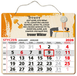 DREWNIANY KALENDARZ 2026 PREZENT TRENER DIETETYK POD CHOINKĘ ŚWIĘTA