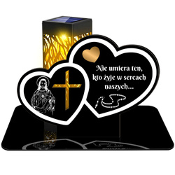 ZNICZ SOLARNY LED WIECZNY PODSTAWKA NA CMENTARZ GRÓB lampka Serce 3D