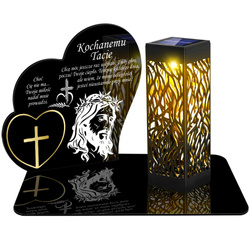 ZNICZ SOLARNY LED WIECZNY PODSTAWKA NA CMENTARZ GRÓB lampka Serce 3D DLA TATY