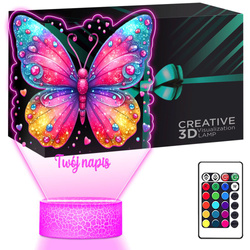 LAMPKA NOCNA LED 3D MOTYL MOTYLEK prezent dziecka URODZINY statuetka