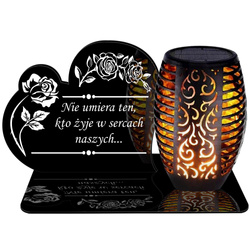 ZNICZ SOLARNY LED WIECZNY PODSTAWKA NA CMENTARZ GRÓB Serce EFEKT PŁOMIENIA