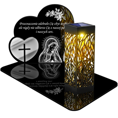 ZNICZ SOLARNY LED WIECZNY PODSTAWKA NA CMENTARZ GRÓB lampka Serce 3D 