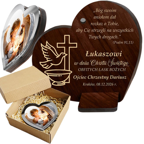 PREZENT NA CHRZEST - PAMIĄTKA CHRZTU piękny obraz ANIOŁEK OBRAZEK Z GRAWEREM