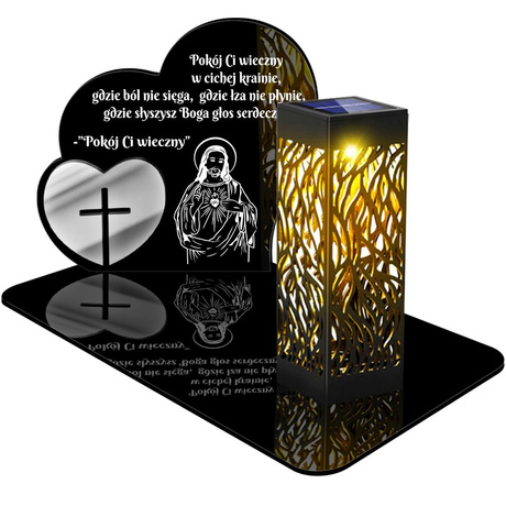 ZNICZ SOLARNY LED WIECZNY PODSTAWKA NA CMENTARZ GRÓB lampka Serce 3D