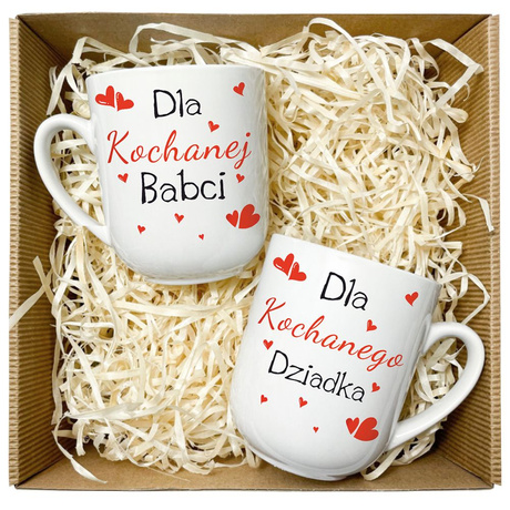 ZESTAW KUBKÓW Z NADRUKIEM PREZENT DLA DZIADKÓW DZIEŃ BABCI I DZIADKA 2SZT.