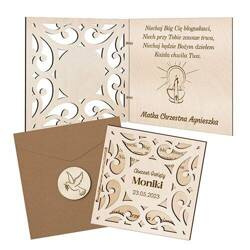 DREWNIANA KARTKA NA CHRZEST PREZENT UPOMINEK