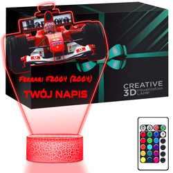 LAMPKA NOCNA LED 3D bolid Ferrari F2004 Formuła 1 prezent dla dziecka URODZINY statuetka + pilot