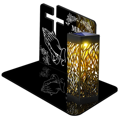 ZNICZ SOLARNY LED WIECZNY PODSTAWKA NA CMENTARZ GRÓB lampka Krzyż 3D