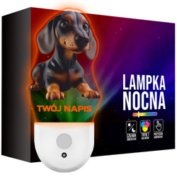 Lampka Nocna LED dla Dziecka PIESEK Jamnik dog do kontaktu gniazdka CZUJNIK