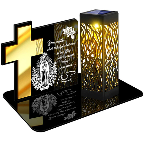 ZNICZ SOLARNY LED WIECZNY PODSTAWKA NA CMENTARZ GRÓB lampka Krzyż 3D