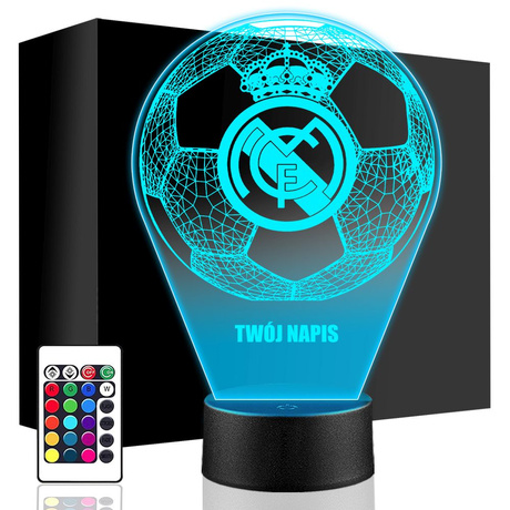 Lampka Nocna 3D LED Real Madryt z Imieniem Prezent dla Dziecka na Święta