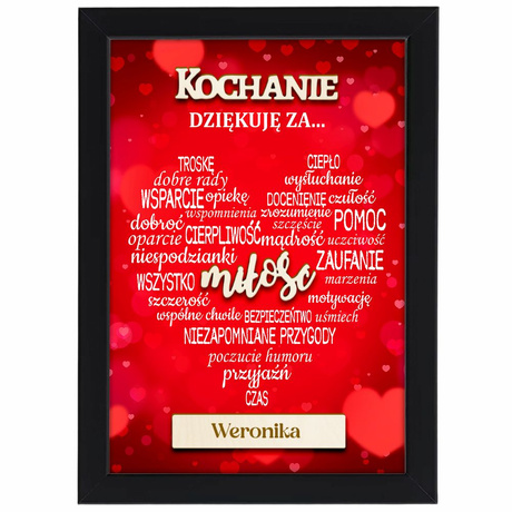 PREZENT NA WALENTYNKI RAMKA DLA NIEJ NIEGO SERCE 3D GRAWER MĘŻA KOCHAM ZA