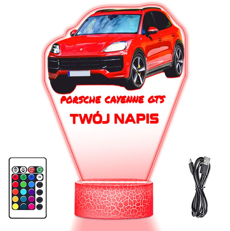 LAMPKA NOCNA LED 3D AUTO Porsche Cayenne prezent dla dziecka URODZINY statuetka + pilot