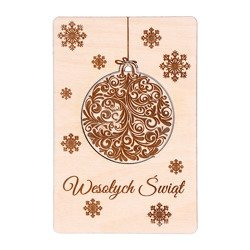 Drewniana kartka świąteczna na Boże Narodzenie