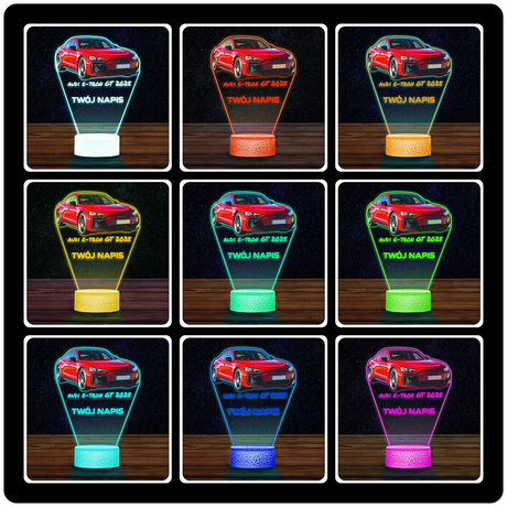 LAMPKA NOCNA LED 3D AUDI E-TRON SAMOCHÓD prezent dla dziecka URODZINY statuetka + pilot