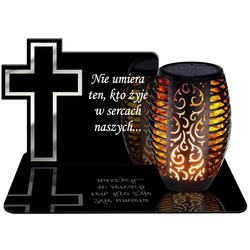 ZNICZ SOLARNY LED WIECZNY PODSTAWKA NA CMENTARZ GRÓB Krzyż EFEKT PŁOMIENIA
