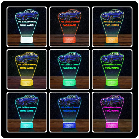 LAMPKA NOCNA LED 3D AUTO 1980 Chevrolet Camaro prezent dla dziecka URODZINY statuetka + pilot