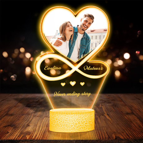 Lampka Nocna ramka LED 3D z Imieniem Prezent na Rocznicę Urodziny Walentynki