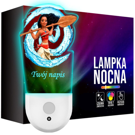 Lampka Nocna LED dla Dziecka VAIANA MOANA OCEAN kontaktu gniazdka CZUJNIK