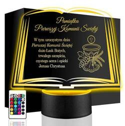 LAMPKA NOCNA LED PREZENT NA KOMUNIĘ ŚWIĘTĄ KOMUNIA PAMIĄTKA STATUETKA obraz