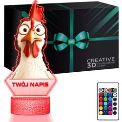 LAMPKA NOCNA LED 3D Kogut Kura Kurka dla Rolnika prezent dla dziecka URODZINY statuetka + pilot