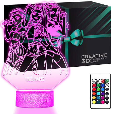 LAMPKA NOCNA LED 3D Imię Huntrix K-pop Łowczynie Demonów Rumi Mira Zoey + PILOT