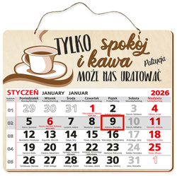 DREWNIANY KALENDARZ 2026 PREZENT KSIĘGOWA KSIĘGOWY POD CHOINKĘ ŚWIĘTA
