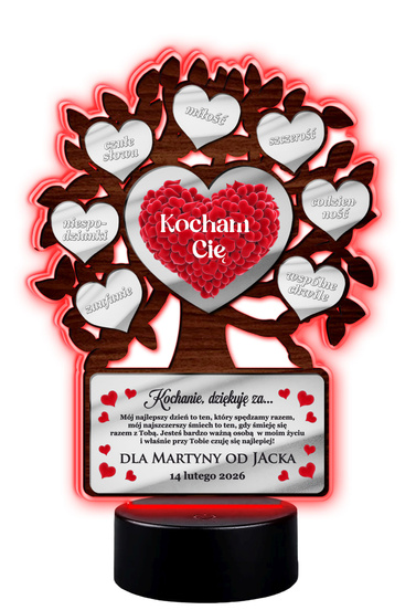 DRZEWKO LED Prezent na Walentynki dla dziewczyny chłopaka żony męża NIEGO