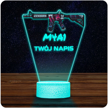 LAMPKA NOCNA LED 3D KARABIN MILITARIA BROŃ M4A1 prezent dla dziecka URODZINY statuetka + pilot