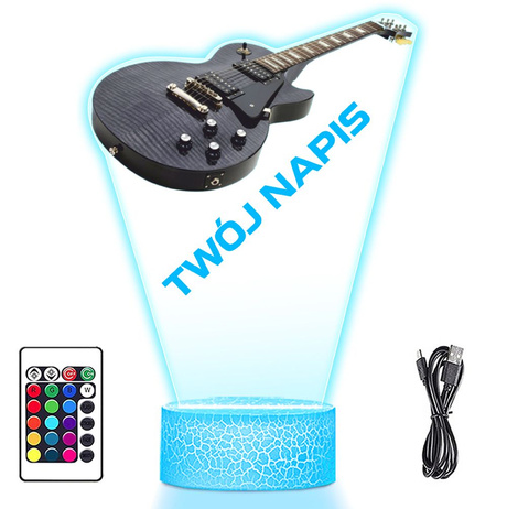 LAMPKA NOCNA LED 3D Gitara dla muzyka prezent dla dziecka URODZINY statuetka + pilot