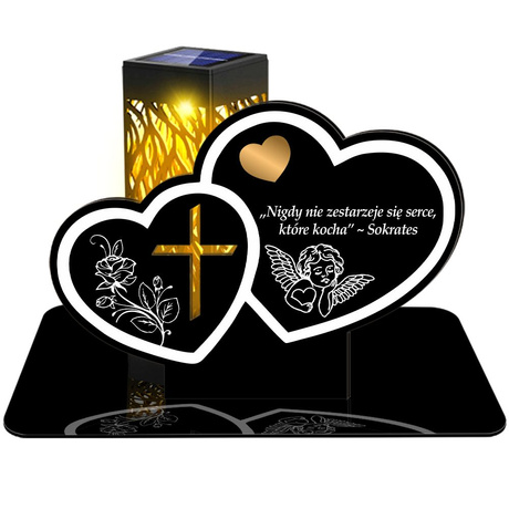 ZNICZ SOLARNY LED WIECZNY PODSTAWKA NA CMENTARZ GRÓB lampka Serce 3D