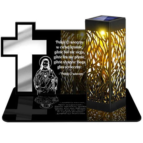 ZNICZ SOLARNY LED WIECZNY PODSTAWKA NA CMENTARZ GRÓB lampka Krzyż 3D