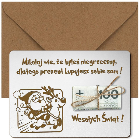 ŚWIĄTECZNY BON PODARUNKOWY Prezent Na Święta Choinkę Voucher na Pieniądze